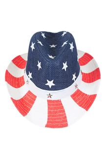 USA Flag Pattern Studded Band Cowboy Hat-H1126