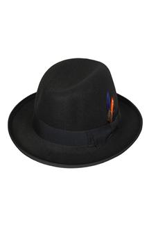 Bow with Feathers Panama Hat-H1219-BLACK