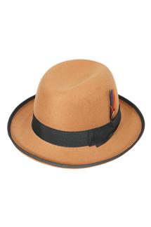 Bow with Feathers Panama Hat-H1219-CAMEL