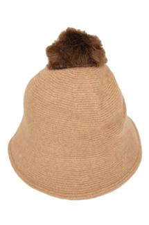Faux Fur Pom Pom Bucket Hat-H1222-TAN