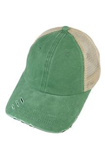 Adult Cotton Pigment Dyed Mesh Cap (Basic Colors)-H1347A-GREEN