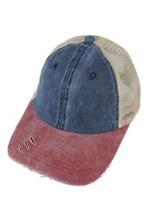 Adult Cotton Pigment Dyed Mesh Cap (Basic Colors)-H1347A-NAVY-BURGUNDY