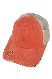 Adult Cotton Pigment Dyed Mesh Cap (Basic Colors)-H1347A-ORANGE