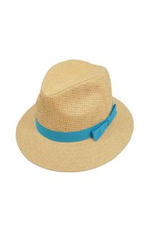 Bow Band Panama Hat-H1432-TURQUOISE