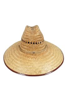Straw Hat with Brown Border-H1483