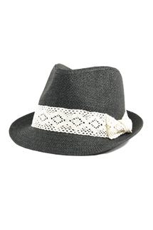 Fedora with Lace and Bow-H297-BLACK