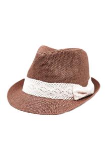 Fedora with Lace and Bow-H297-BROWN