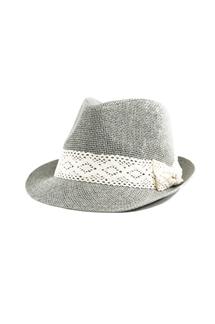 Fedora with Lace and Bow-H297-GRAY