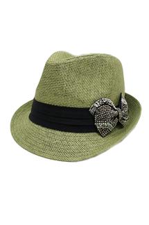 Rhinestone Fedora Hat-H334-GREEN