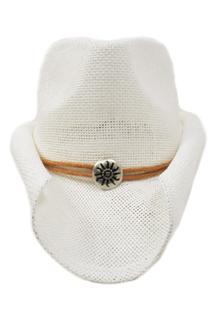 Rolled Brim Cowboy Hat with Chin Cord-H994-WHITE