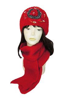 Knit Beanie and Scarf Set-S1034