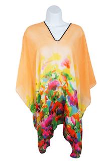 Color Splash Print Kimono Poncho-S1244