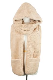 Hooded Scarf with Pockets-S1515-BEIGE