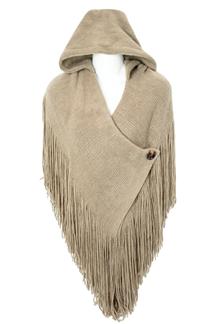 Hooded Button Fringe Infinity Scarf-S1632