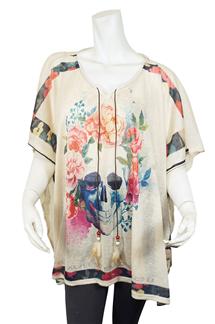 Skull Print Kimono Poncho Top-S1738