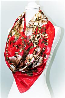 Floral Print Silk-Like Square Scarf-S1772