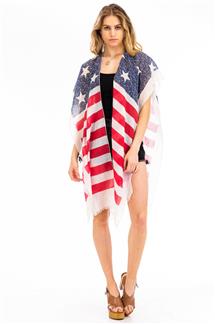 USA Flag Print Kimono-S1793