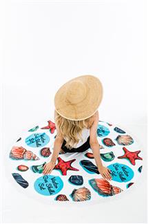 Seashell Print Tassel Beach Blanket Scarf-S1826