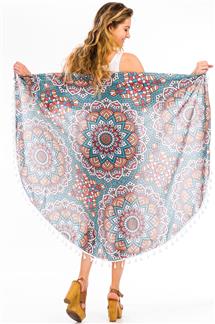 Print Tassel Beach Blanket Scarf-S1829
