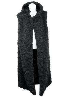 Faux Fur Hooded Vest-S1909-BLACK