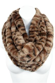 Leopard Print Faux Fur Twisted Infinity Scarf-S1922