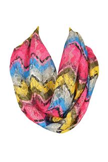Multicolor Zig Zag Print Lace Infinity Scarf-S915